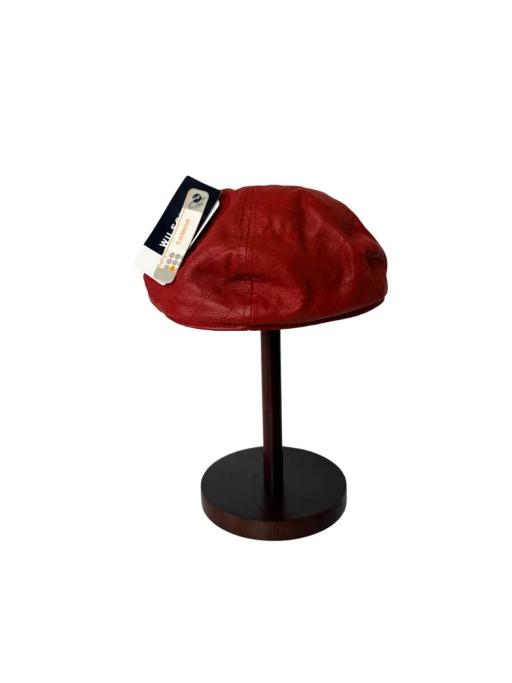 Wilsons Leather Red Moto Hat VTG Quilted Newsboy Cabbie Cap Bold Y2K Baker Boy